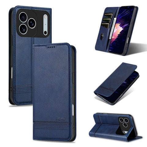 AZNS Magnetic Calf Texture Flip Leather Phone Case, For iPhone 18 Pro, For iPhone 18 Pro Max, For iPhone 17e / 16e, For iPhone 17 Pro Max, For iPhone 17 Pro, For iPhone 17, For iPhone Air, For iPhone 16 Pro Max