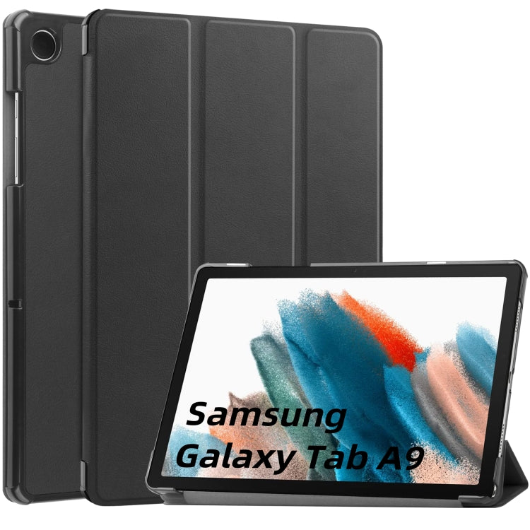 Custer Pure Color 3-Fold Holder Leather Tablet Case, For Samsung Galaxy Tab A9 / Tab A11