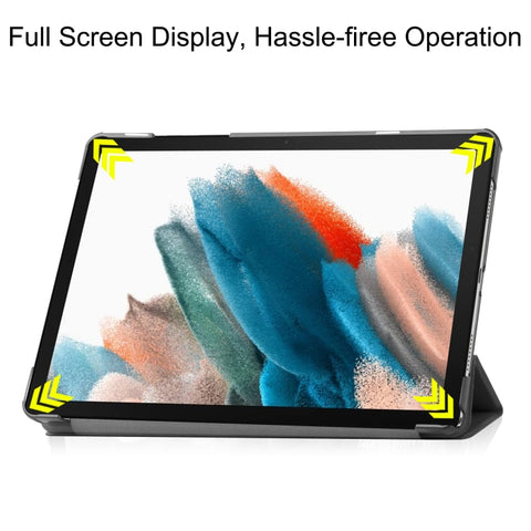 Custer Pure Color 3-Fold Holder Leather Tablet Case, For Samsung Galaxy Tab A9 / Tab A11