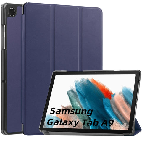 Custer Pure Color 3-Fold Holder Leather Tablet Case, For Samsung Galaxy Tab A9 / Tab A11