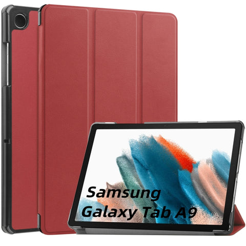 Custer Pure Color 3-Fold Holder Leather Tablet Case, For Samsung Galaxy Tab A9 / Tab A11
