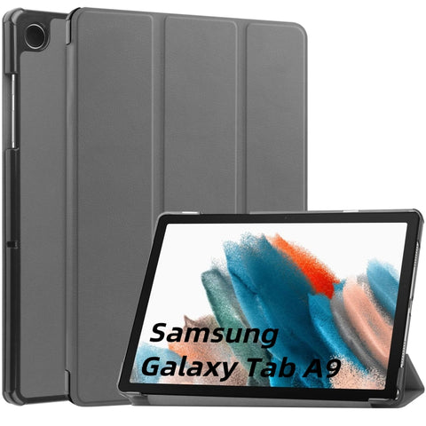 Custer Pure Color 3-Fold Holder Leather Tablet Case, For Samsung Galaxy Tab A9 / Tab A11
