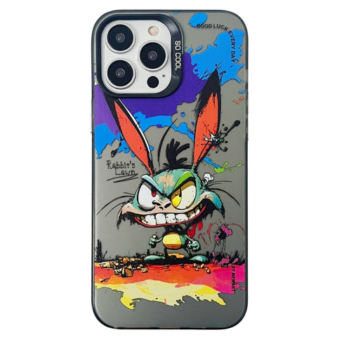 Double Layer Color Silver Series Animal Oil Painting Phone Case, For iPhone 15 Pro, For iPhone 14 Pro
