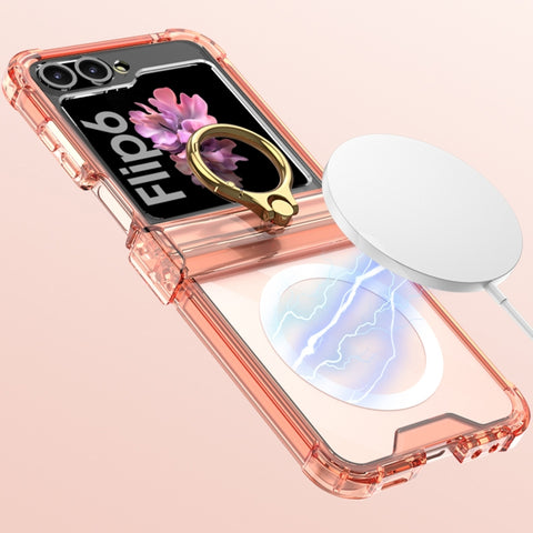 GKK MagSafe Airbag Hinge Shockproof Phone Case with Ring Holder, For Samsung Galaxy Z Flip6 / Flip7 FE, For Samsung Galaxy Z Flip5