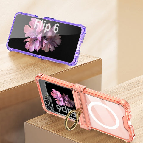 GKK MagSafe Airbag Hinge Shockproof Phone Case with Ring Holder, For Samsung Galaxy Z Flip6 / Flip7 FE, For Samsung Galaxy Z Flip5