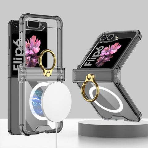 GKK MagSafe Airbag Hinge Shockproof Phone Case with Ring Holder, For Samsung Galaxy Z Flip6 / Flip7 FE, For Samsung Galaxy Z Flip5