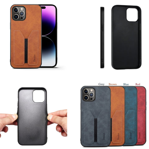 Denior DV Elastic Card Slot PU Back Cover Phone Case, For iPhone 15 Pro Max, For iPhone 15 Pro, For iPhone 15 Plus, For iPhone 15