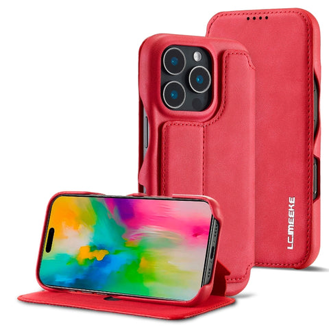 LC.IMEEKE Hon Ancient Series Flip Leather Phone Case, For iPhone 15 Pro, For iPhone 15 Plus, For iPhone 15