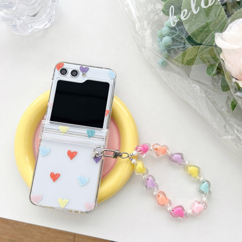 Transparent PC All Inclusive Hinge Folding Phone Case with Bracelet, For Samsung Galaxy Z Flip5