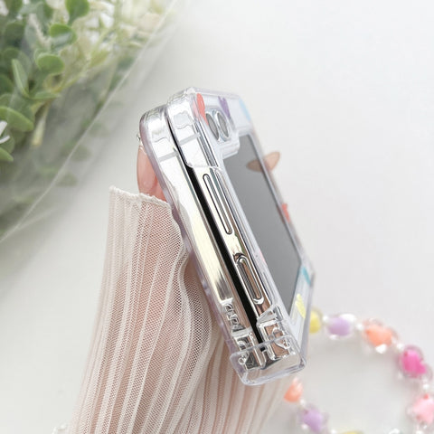 Transparent PC All Inclusive Hinge Folding Phone Case with Bracelet, For Samsung Galaxy Z Flip5