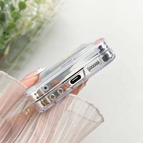 Transparent PC All Inclusive Hinge Folding Phone Case with Bracelet, For Samsung Galaxy Z Flip5