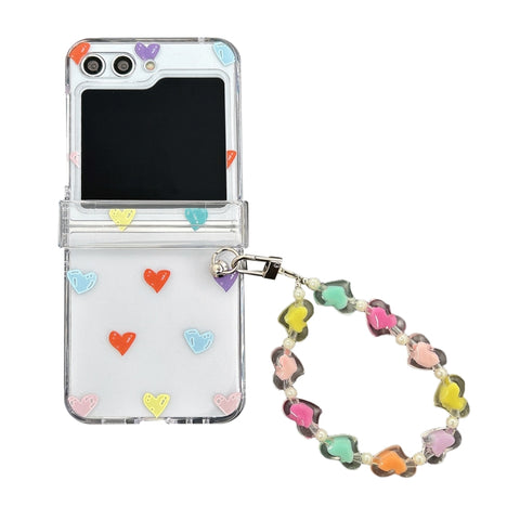 Transparent PC All Inclusive Hinge Folding Phone Case with Bracelet, For Samsung Galaxy Z Flip5