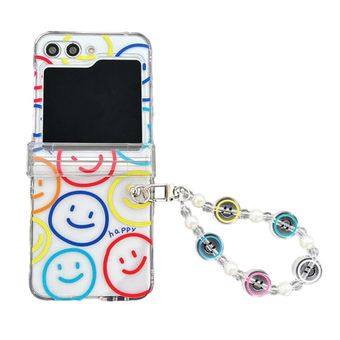 Transparent PC All Inclusive Hinge Folding Phone Case with Bracelet, For Samsung Galaxy Z Flip5