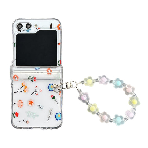 Transparent PC All Inclusive Hinge Folding Phone Case with Bracelet, For Samsung Galaxy Z Flip5