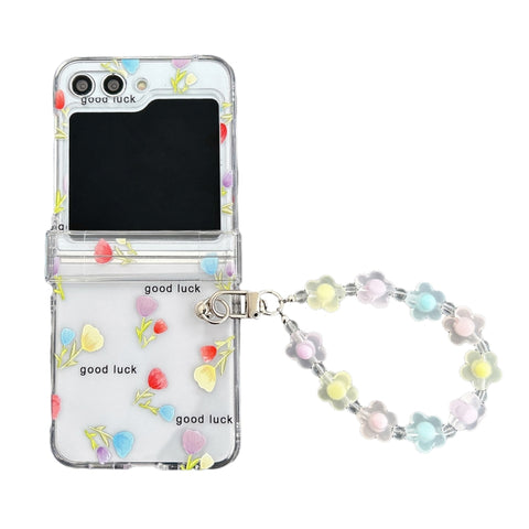 Transparent PC All Inclusive Hinge Folding Phone Case with Bracelet, For Samsung Galaxy Z Flip5