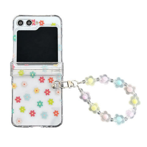 Transparent PC All Inclusive Hinge Folding Phone Case with Bracelet, For Samsung Galaxy Z Flip5