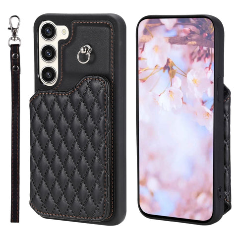 Grid Texture Card Bag Phone Case with Lanyard, For Samsung Galaxy A14 5G / 4G, For Samsung Galaxy A54 5G, For Samsung Galaxy S23 Ultra 5G, For Samsung Galaxy S23 5G, For Samsung Galaxy A13 5G / 4G, For Samsung Galaxy A53 5G                             ...