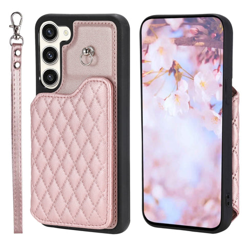 Grid Texture Card Bag Phone Case with Lanyard, For Samsung Galaxy A14 5G / 4G, For Samsung Galaxy A54 5G, For Samsung Galaxy S23 Ultra 5G, For Samsung Galaxy S23 5G, For Samsung Galaxy A13 5G / 4G, For Samsung Galaxy A53 5G                             ...