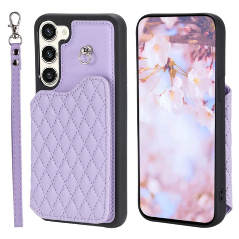 Grid Texture Card Bag Phone Case with Lanyard, For Samsung Galaxy A14 5G / 4G, For Samsung Galaxy A54 5G, For Samsung Galaxy S23 Ultra 5G, For Samsung Galaxy S23 5G, For Samsung Galaxy A13 5G / 4G, For Samsung Galaxy A53 5G                             ...