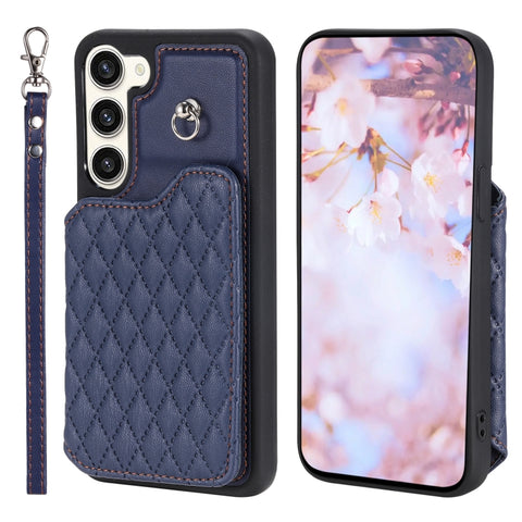 Grid Texture Card Bag Phone Case with Lanyard, For Samsung Galaxy A14 5G / 4G, For Samsung Galaxy A54 5G, For Samsung Galaxy S23 Ultra 5G, For Samsung Galaxy S23 5G, For Samsung Galaxy A13 5G / 4G, For Samsung Galaxy A53 5G                             ...