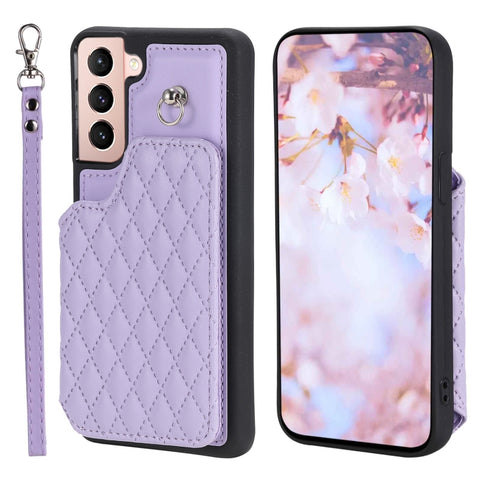 Grid Texture Card Bag Phone Case with Lanyard, For Samsung Galaxy A14 5G / 4G, For Samsung Galaxy A54 5G, For Samsung Galaxy S23 Ultra 5G, For Samsung Galaxy S23 5G, For Samsung Galaxy A13 5G / 4G, For Samsung Galaxy A53 5G                             ...
