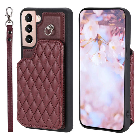 Grid Texture Card Bag Phone Case with Lanyard, For Samsung Galaxy A14 5G / 4G, For Samsung Galaxy A54 5G, For Samsung Galaxy S23 Ultra 5G, For Samsung Galaxy S23 5G, For Samsung Galaxy A13 5G / 4G, For Samsung Galaxy A53 5G                             ...