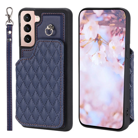 Grid Texture Card Bag Phone Case with Lanyard, For Samsung Galaxy A14 5G / 4G, For Samsung Galaxy A54 5G, For Samsung Galaxy S23 Ultra 5G, For Samsung Galaxy S23 5G, For Samsung Galaxy A13 5G / 4G, For Samsung Galaxy A53 5G                             ...
