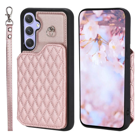 Grid Texture Card Bag Phone Case with Lanyard, For Samsung Galaxy A14 5G / 4G, For Samsung Galaxy A54 5G, For Samsung Galaxy S23 Ultra 5G, For Samsung Galaxy S23 5G, For Samsung Galaxy A13 5G / 4G, For Samsung Galaxy A53 5G                             ...