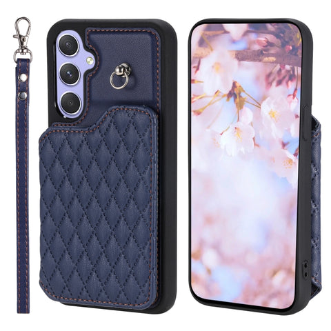Grid Texture Card Bag Phone Case with Lanyard, For Samsung Galaxy A14 5G / 4G, For Samsung Galaxy A54 5G, For Samsung Galaxy S23 Ultra 5G, For Samsung Galaxy S23 5G, For Samsung Galaxy A13 5G / 4G, For Samsung Galaxy A53 5G                             ...