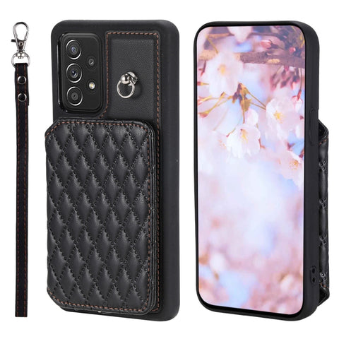 Grid Texture Card Bag Phone Case with Lanyard, For Samsung Galaxy A14 5G / 4G, For Samsung Galaxy A54 5G, For Samsung Galaxy S23 Ultra 5G, For Samsung Galaxy S23 5G, For Samsung Galaxy A13 5G / 4G, For Samsung Galaxy A53 5G                             ...