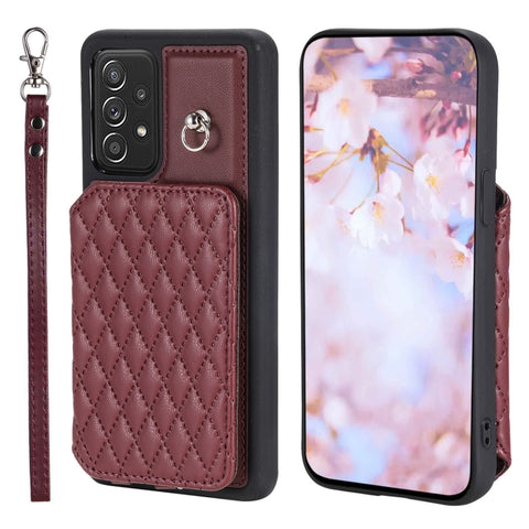 Grid Texture Card Bag Phone Case with Lanyard, For Samsung Galaxy A14 5G / 4G, For Samsung Galaxy A54 5G, For Samsung Galaxy S23 Ultra 5G, For Samsung Galaxy S23 5G, For Samsung Galaxy A13 5G / 4G, For Samsung Galaxy A53 5G                             ...