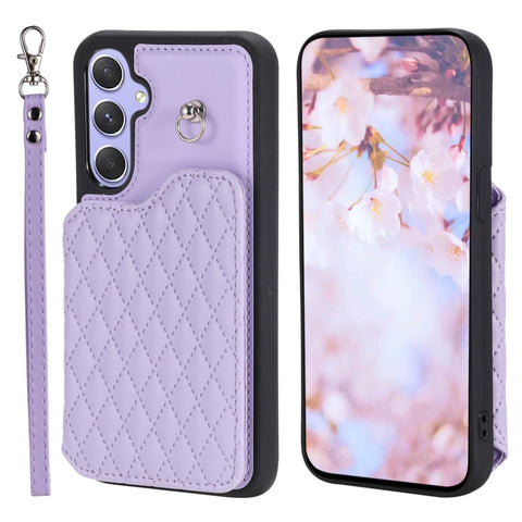 Grid Texture Card Bag Phone Case with Lanyard, For Samsung Galaxy A14 5G / 4G, For Samsung Galaxy A54 5G, For Samsung Galaxy S23 Ultra 5G, For Samsung Galaxy S23 5G, For Samsung Galaxy A13 5G / 4G, For Samsung Galaxy A53 5G                             ...