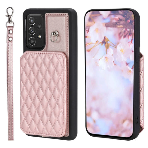 Grid Texture Card Bag Phone Case with Lanyard, For Samsung Galaxy A14 5G / 4G, For Samsung Galaxy A54 5G, For Samsung Galaxy S23 Ultra 5G, For Samsung Galaxy S23 5G, For Samsung Galaxy A13 5G / 4G, For Samsung Galaxy A53 5G                             ...
