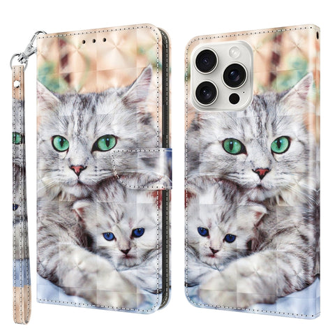 3D Painted Leather Phone Case, For iPhone 16 Pro Max, For iPhone 16 Pro, For iPhone 16 Plus, For iPhone 16