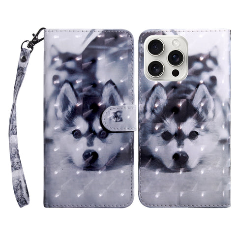 3D Painted Leather Phone Case, For iPhone 16 Pro Max, For iPhone 16 Pro, For iPhone 16 Plus, For iPhone 16