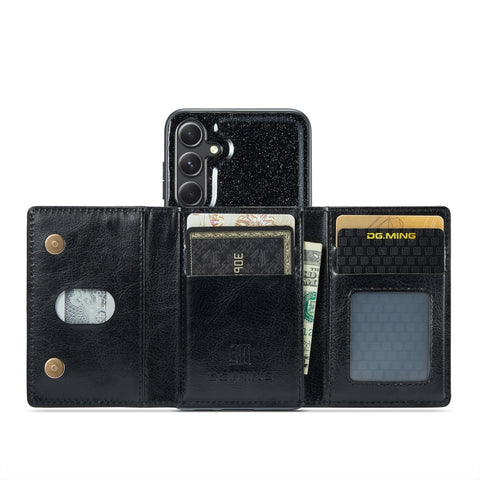 DG.MING M3 Series Glitter Powder Card Bag Leather Case, For Samsung Galaxy S23 FE 5G, For Galaxy S21 FE 5G