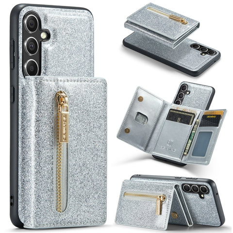 DG.MING M3 Series Glitter Powder Card Bag Leather Case, For Samsung Galaxy S23 FE 5G, For Galaxy S21 FE 5G