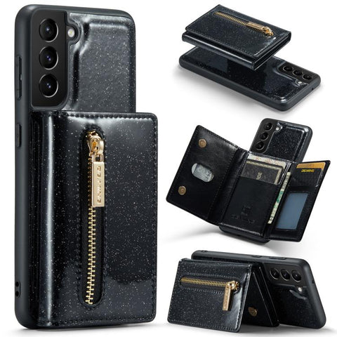 DG.MING M3 Series Glitter Powder Card Bag Leather Case, For Samsung Galaxy S23 FE 5G, For Galaxy S21 FE 5G