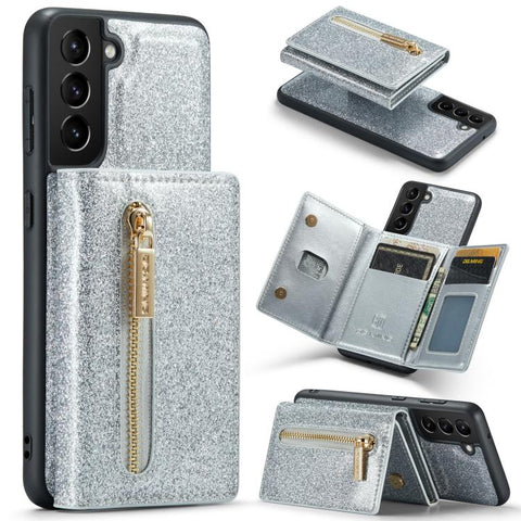 DG.MING M3 Series Glitter Powder Card Bag Leather Case, For Samsung Galaxy S23 FE 5G, For Galaxy S21 FE 5G