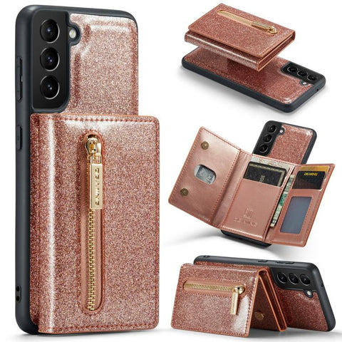 DG.MING M3 Series Glitter Powder Card Bag Leather Case, For Samsung Galaxy S23 FE 5G, For Galaxy S21 FE 5G