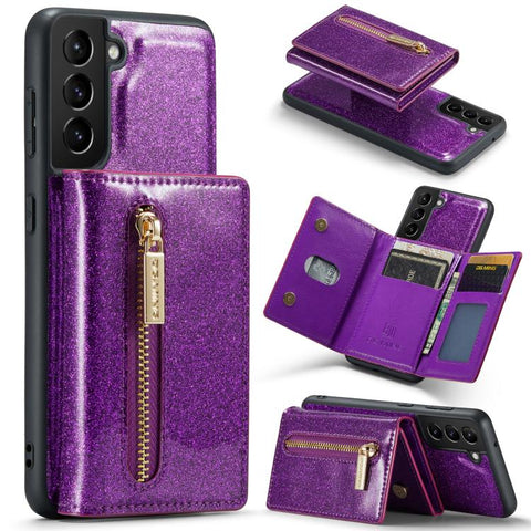 DG.MING M3 Series Glitter Powder Card Bag Leather Case, For Samsung Galaxy S23 FE 5G, For Galaxy S21 FE 5G