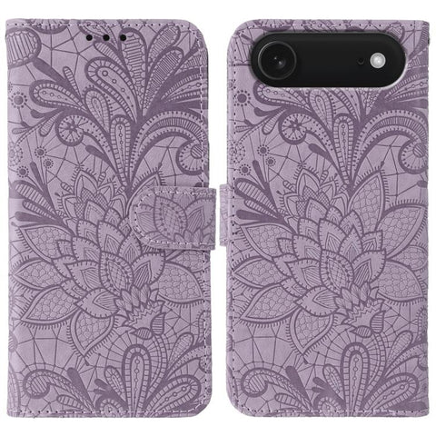 Lace Flower Embossing Flip Leather Phone Case, For iPhone 18 Pro / 17 Pro, For iPhone 18 Pro Max / 17 Pro Max, For iPhone 17e / 16e, For iPhone 17, For iPhone Air, For iPhone 16 Pro Max, For iPhone 16 Pro, For iPhone 16 Plus