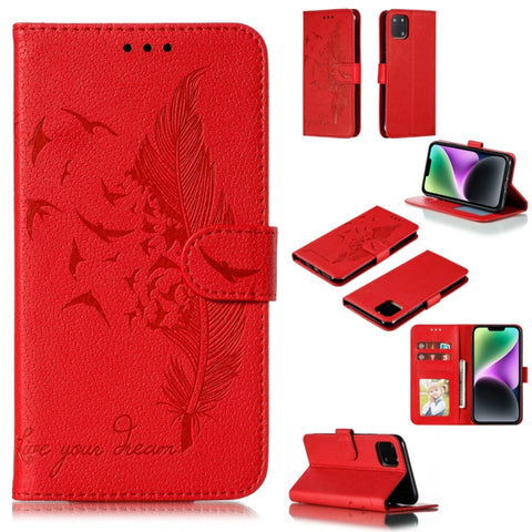 Feather Pattern Litchi Texture Leather Phone Case, For iPhone 18 Pro / 17 Pro, For iPhone 18 Pro Max / 17 Pro Max, For iPhone 17, For iPhone 17 Air, For iPhone 15 Pro Max, For iPhone 15 Pro, For iPhone 15 Plus, For iPhone 15