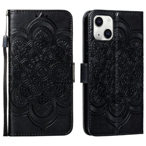 Mandala Embossing Pattern Horizontal Flip Leather Phone Case, For iPhone 15 Plus, For iPhone 15
