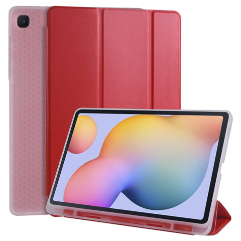 For Samsung Galaxy Tab S6 Lite P610 3-folding Horizontal Flip PU Leather + Shockproof TPU Case with Holder & Pen Slot