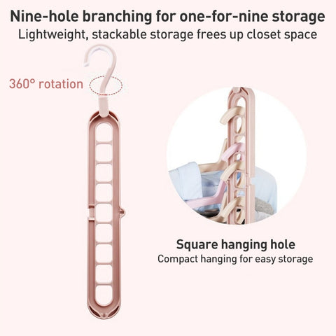 Multifunctional Magic Nine-hole Clothes Hanger, Random Color