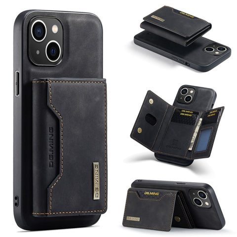 DG.MING M2 Series 3-Fold Card Bag Wallet Leather Phone Case, For iPhone 15 Pro Max, For iPhone 15 Pro, For iPhone 15 Plus, For iPhone 15