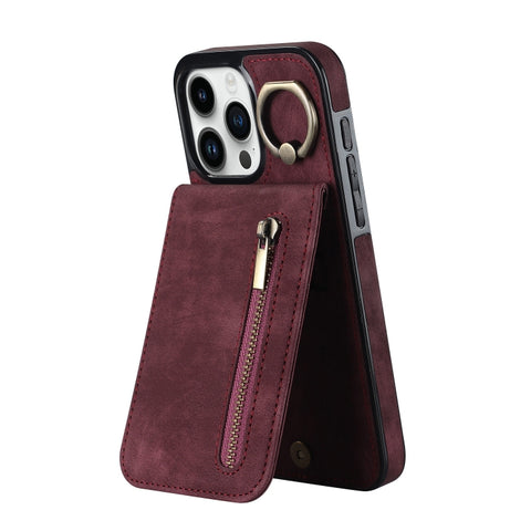 Retro Ring and Zipper RFID Card Slot Phone Case, For iPhone 16 Pro, For iPhone 16 Plus, For iPhone 16, For iPhone 15 Pro Max, For iPhone 15 Pro, For iPhone 15 Plus