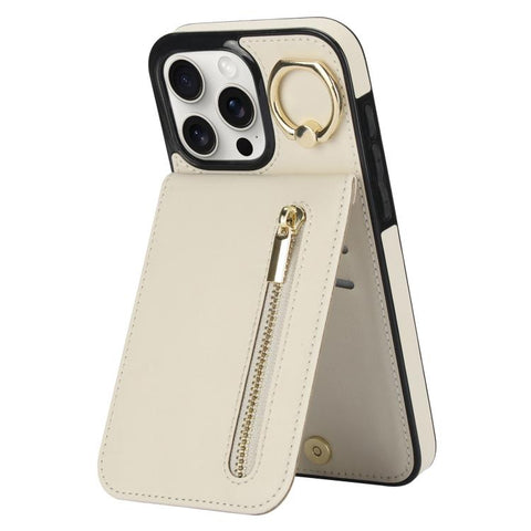 Retro Ring and Zipper RFID Card Slot Phone Case, For iPhone 16 Pro, For iPhone 16 Plus, For iPhone 16, For iPhone 15 Pro Max, For iPhone 15 Pro, For iPhone 15 Plus