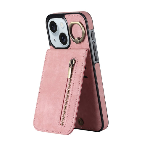Retro Ring and Zipper RFID Card Slot Phone Case, For iPhone 16 Pro, For iPhone 16 Plus, For iPhone 16, For iPhone 15 Pro Max, For iPhone 15 Pro, For iPhone 15 Plus
